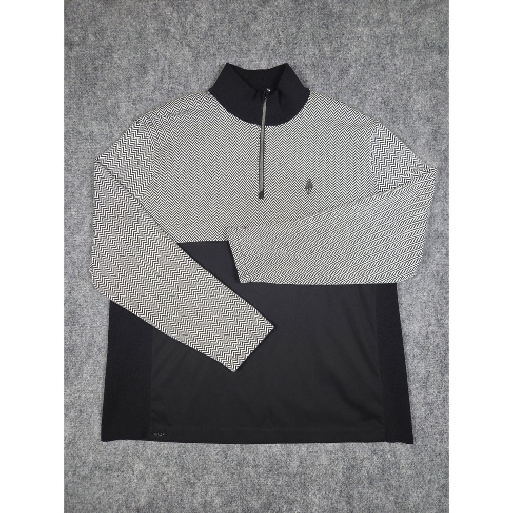 RLX Ralph Lauren 1/4 Zip Pullover Mens XXL Black Herringbone Golf Sweatshirt